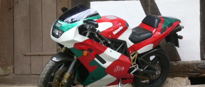 THE CRANKCASE. Bimota Db 2 SR tricolore rental hire motorcycle